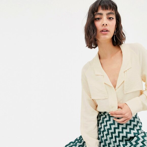 NEW Mango Oversized Ivory Blouse Top - Picture 3 of 14